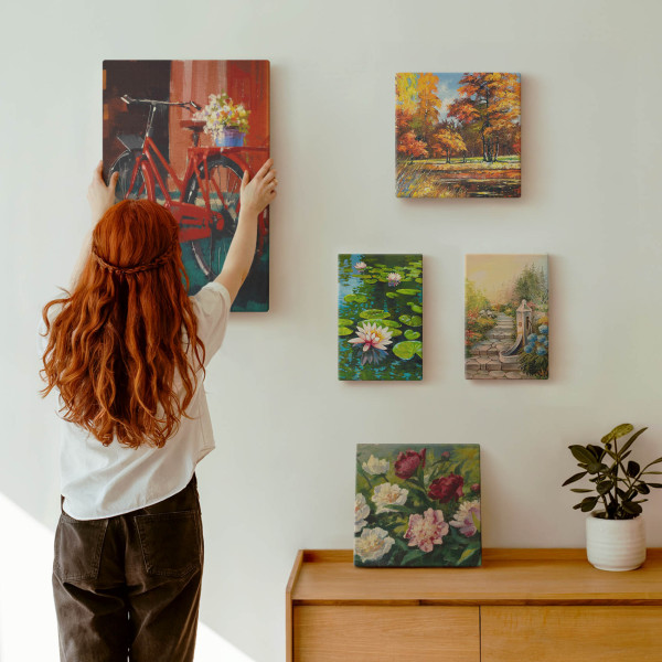 Obraz canvas 5 części Kwiaty i rower|20x30, 30x30, 40x60|Wallfluent