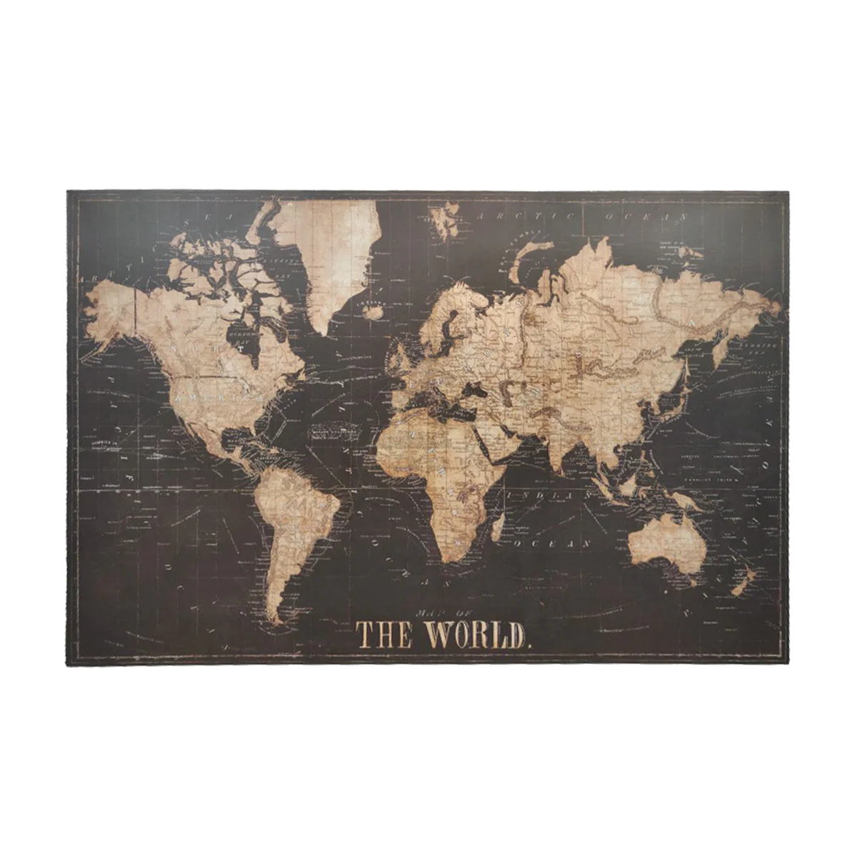 Décoration murale en bois WORLD MAP coloris bois et noir