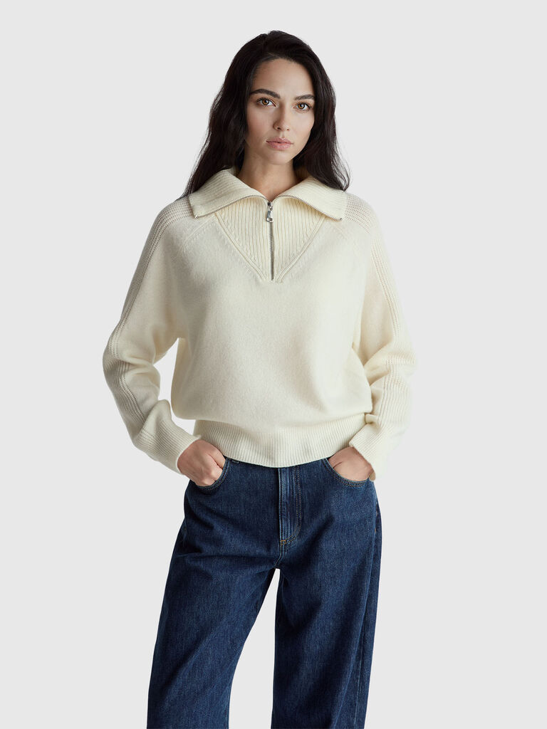 100% wool half-zip sweater