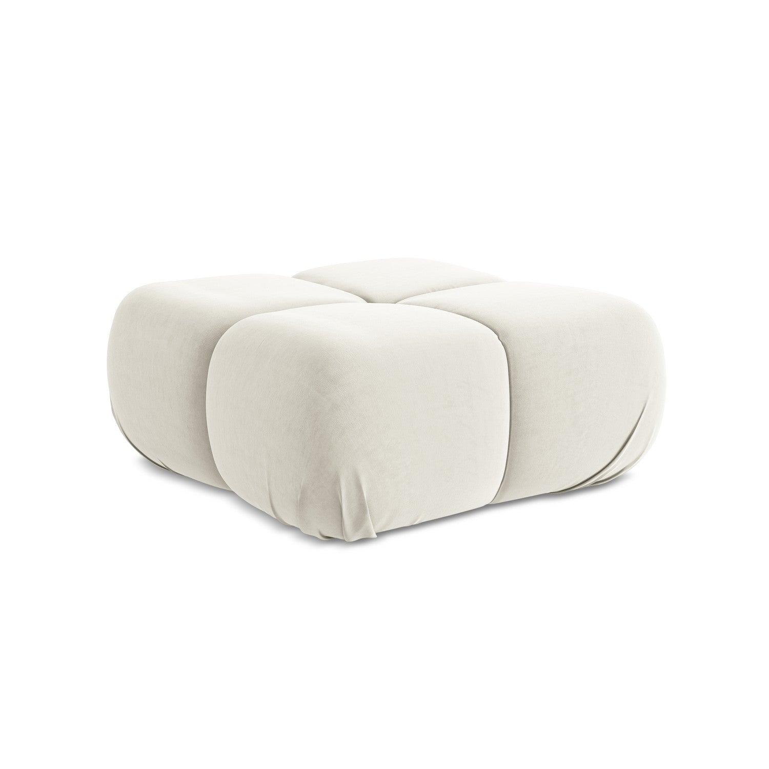 LaMiaSofa Poef Sanremo - velours - lichtbeige - 95x95x41