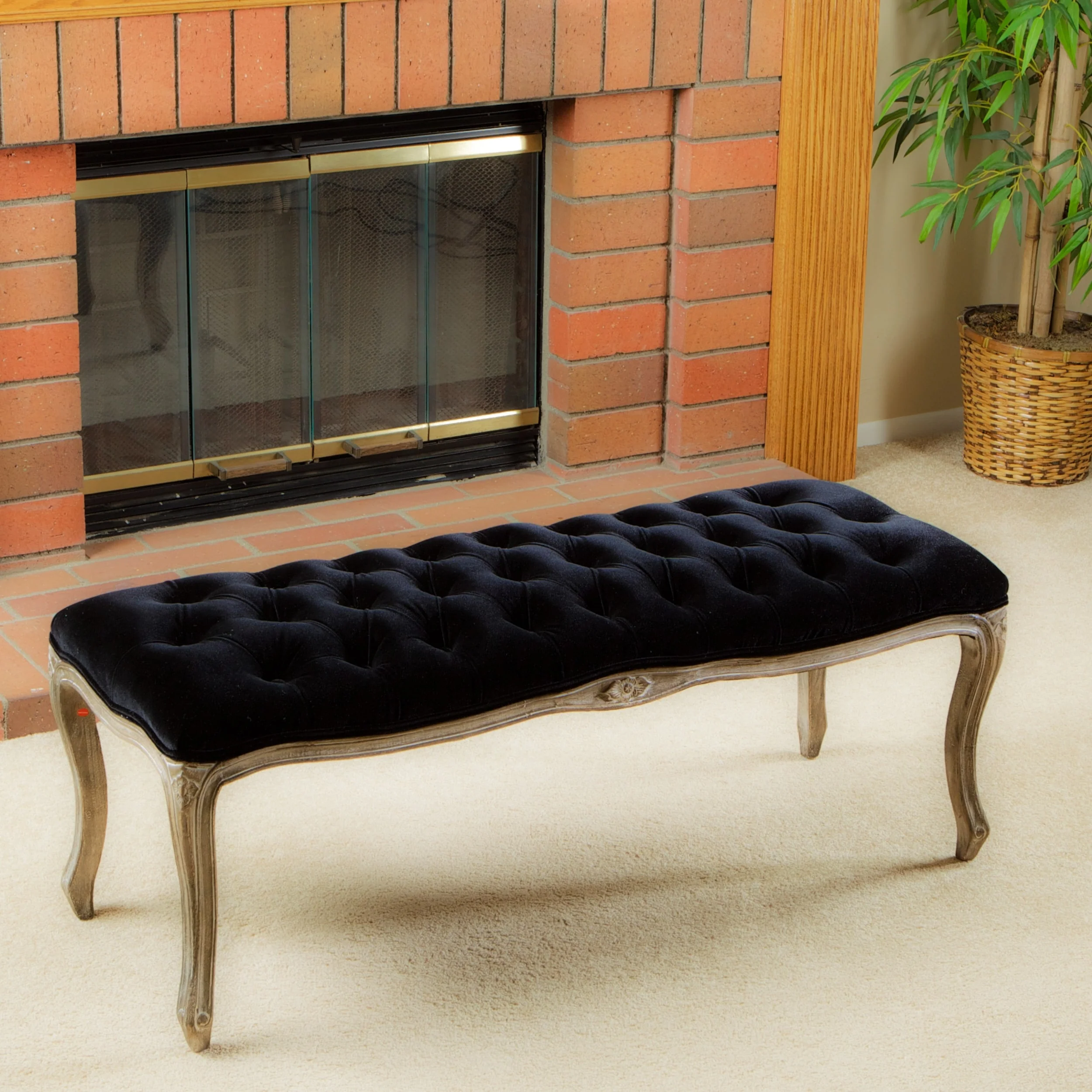 Tassia Traditional Button Tufted Velvet Bench by Christopher Knight Home