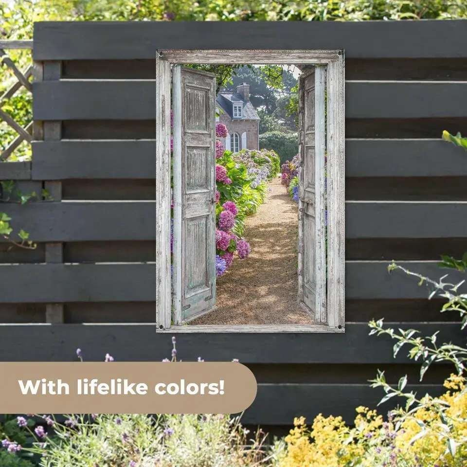 MuchoWow Tuinposter 80x120cm Doorkijk Hortensia Bloemen