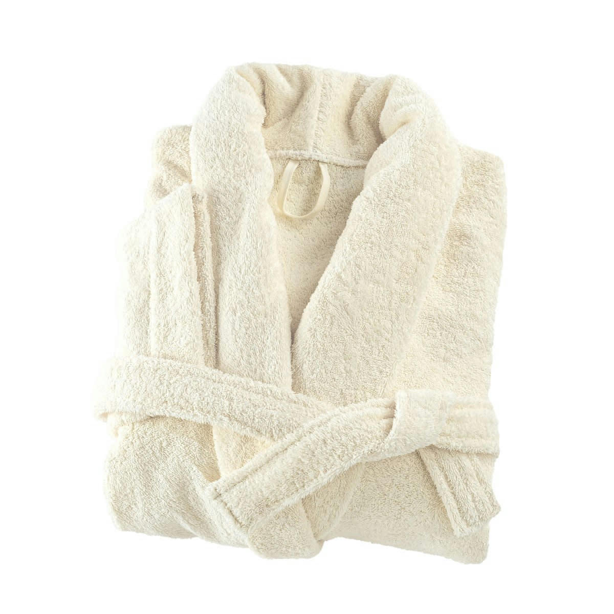 PREMIUM HOMME - Peignoir éponge col chale en coton ivoire l