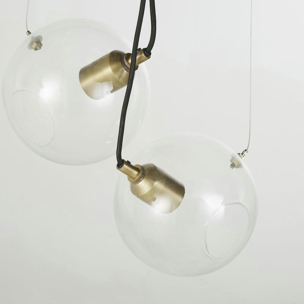 RUCHILL - Suspension en métal doré 3 globes en verre
