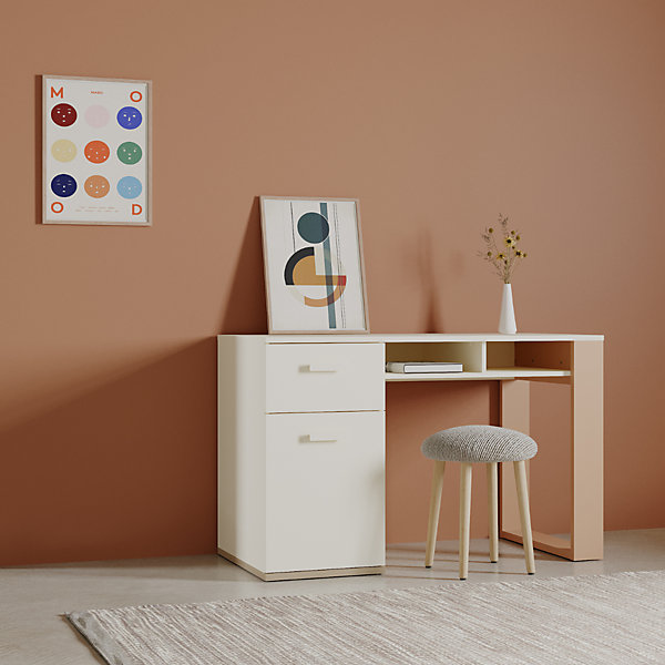 Bureau 1 Porte 1 Tiroir et 2 Niches L120 cm - CAMILLIA