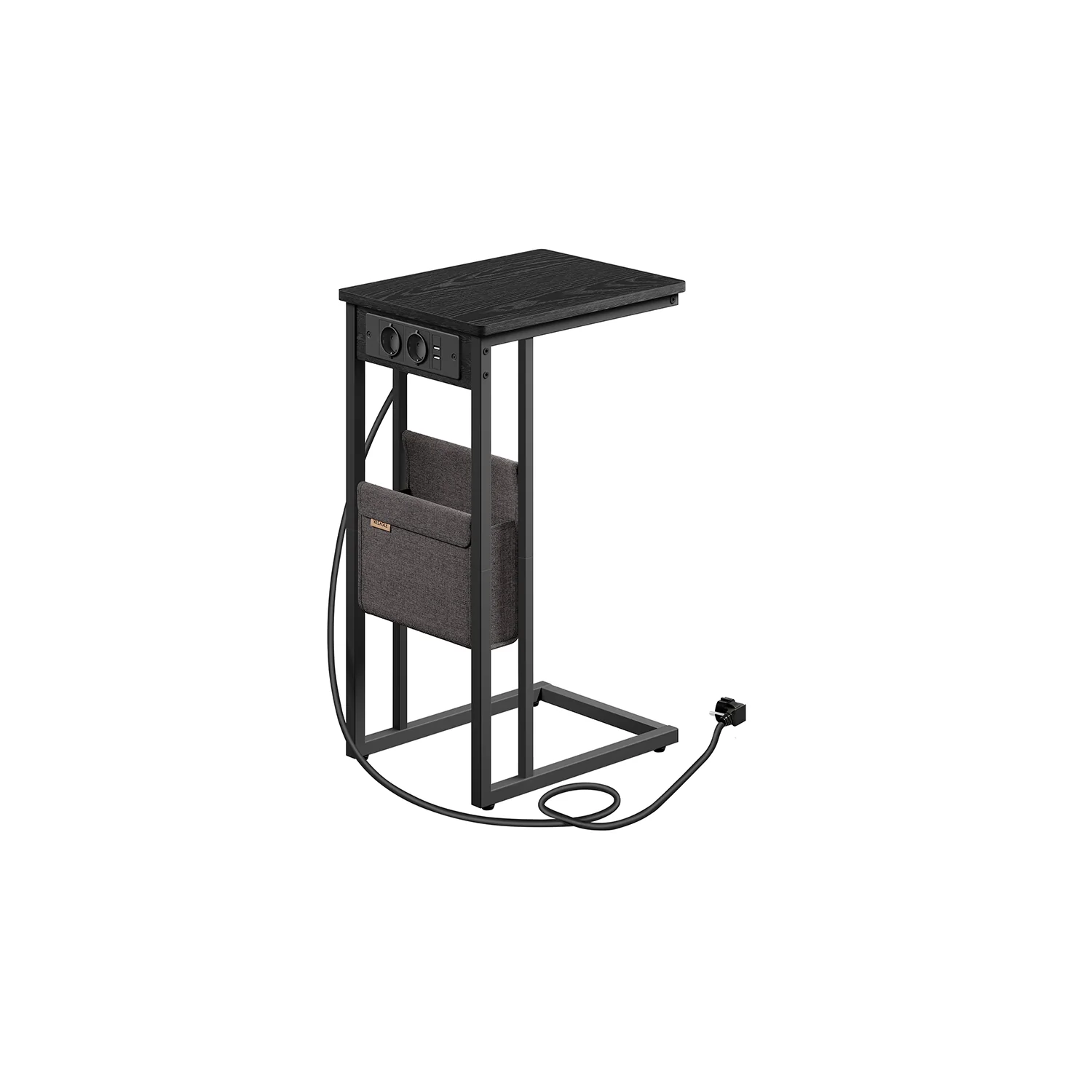 Table d’appoint en forme de c 2 ports usb et prises