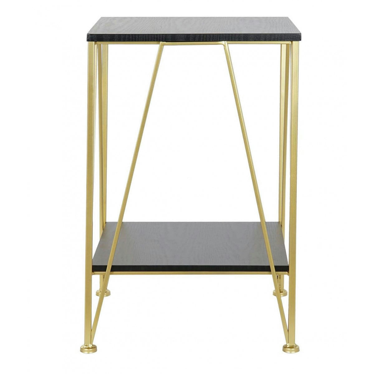- Table d'appoint métal doré et bois noir - 41x41x63.5cm