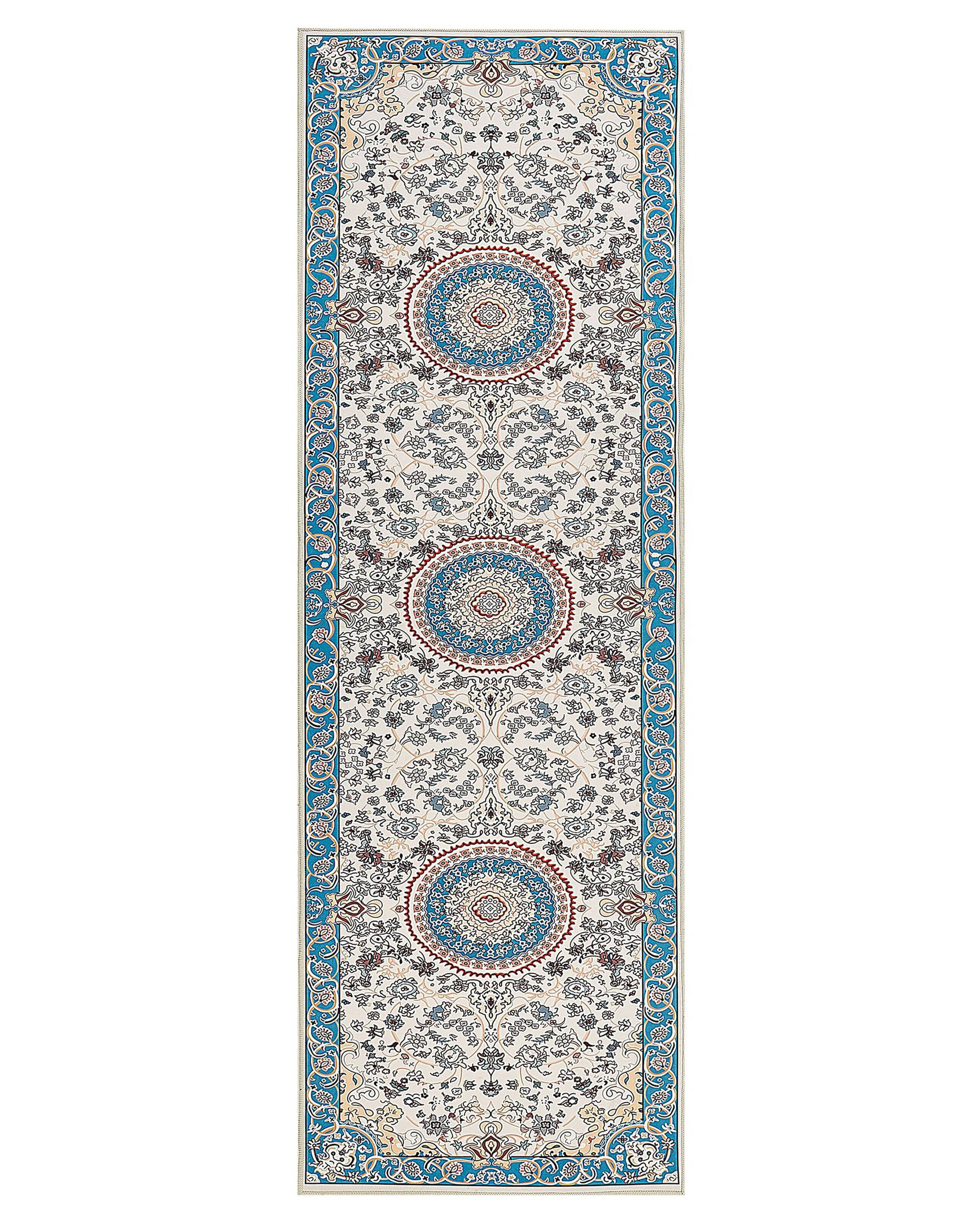 Dywan chodnik 80x240 cm beżowo-niebieski