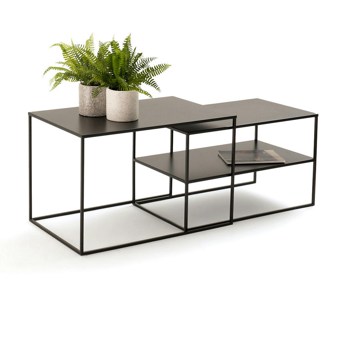 Lot de 2 tables basses gigognes acier, Hiba