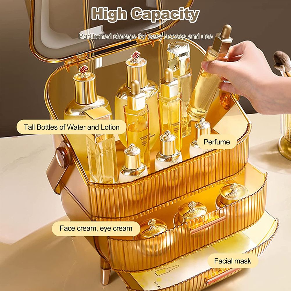 Living and Home Cosmetic Organizer Skincare Display Box With 2 Layers Of Storage Boxes For Dormitory & Bedroom Vanity Case