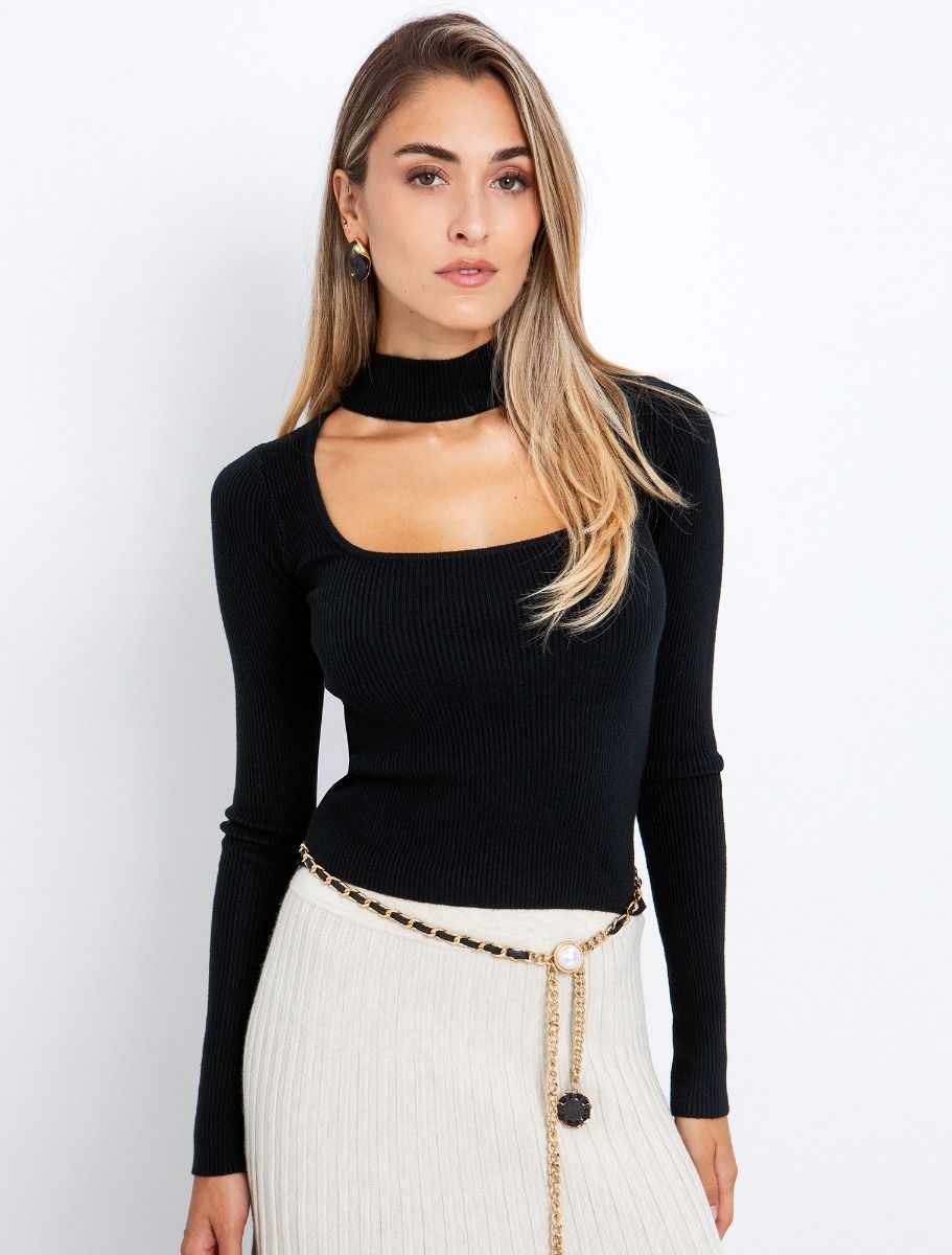 Rib μπλούζα με choker