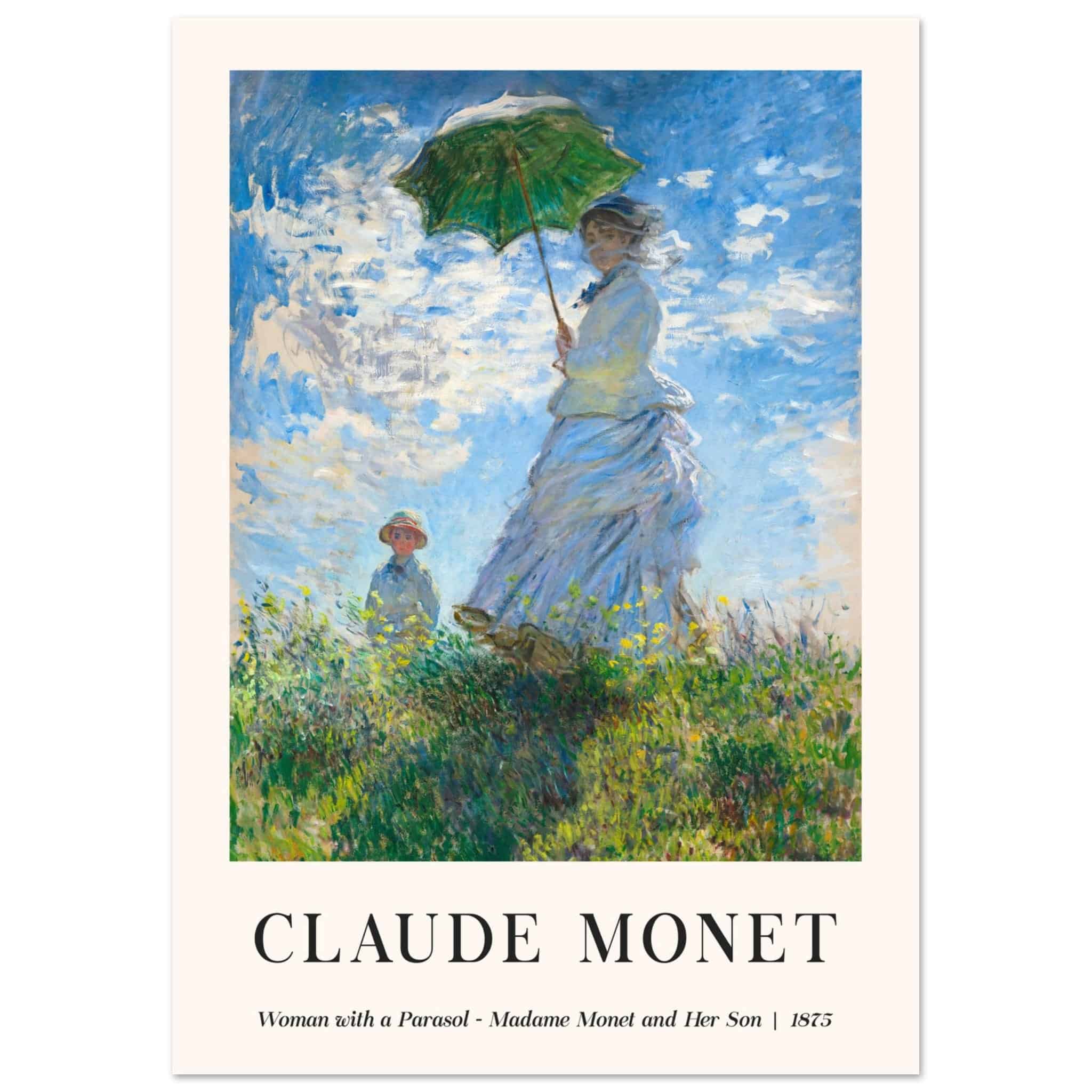 Artfulprints Poster Claude Monet - Women with a parasol  - A4 21x29.7 cm - Blauw