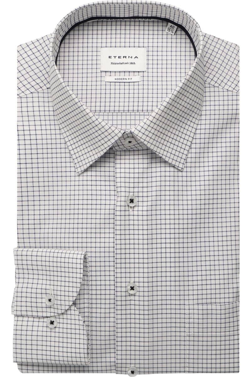 ETERNA Modern Fit Dynamic Cotton Hemd dunkelblau, Kariert (super langer Arm)
