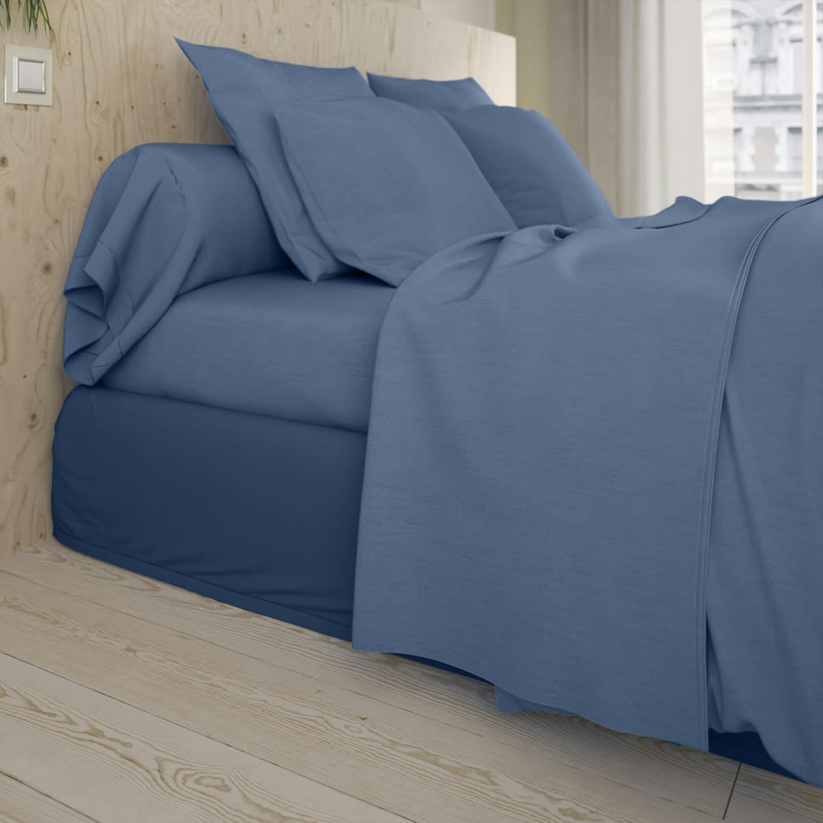 STUDIO - Drap Housse   Coton Bleu 140x200 cm - DODO