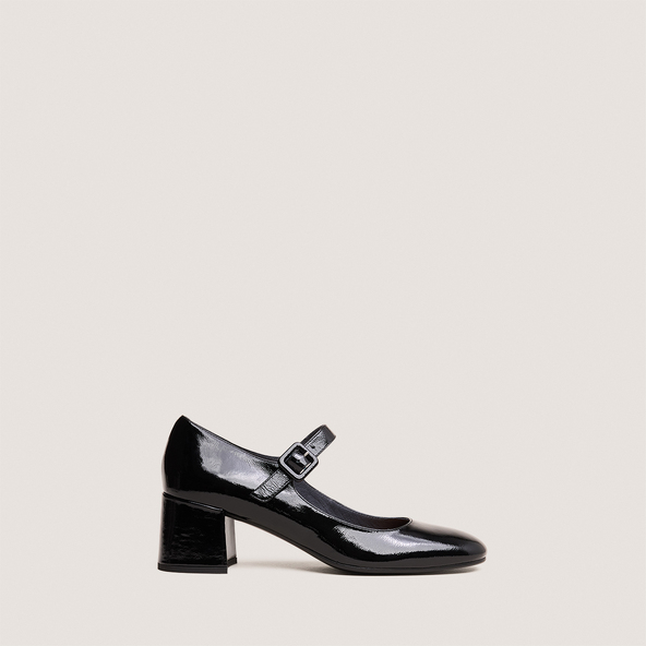 Babies à talonsen vernis plissé noir | DITTUS