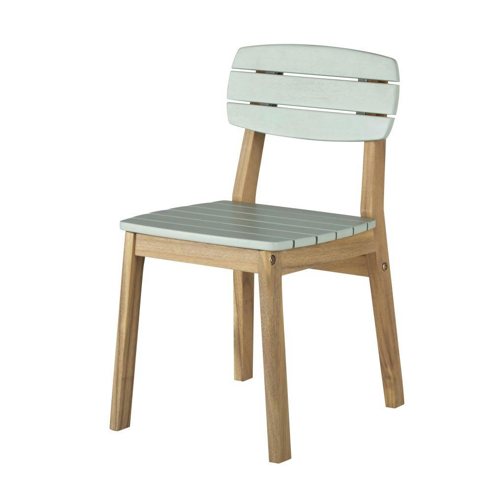 Mateo - Chaise de jardin enfant en acacia massif vert pastel