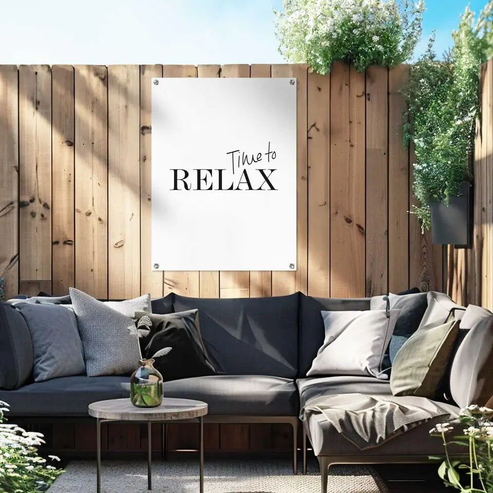 Tuinposter Time to Relax - 80 x 60 - Zwart-Wit