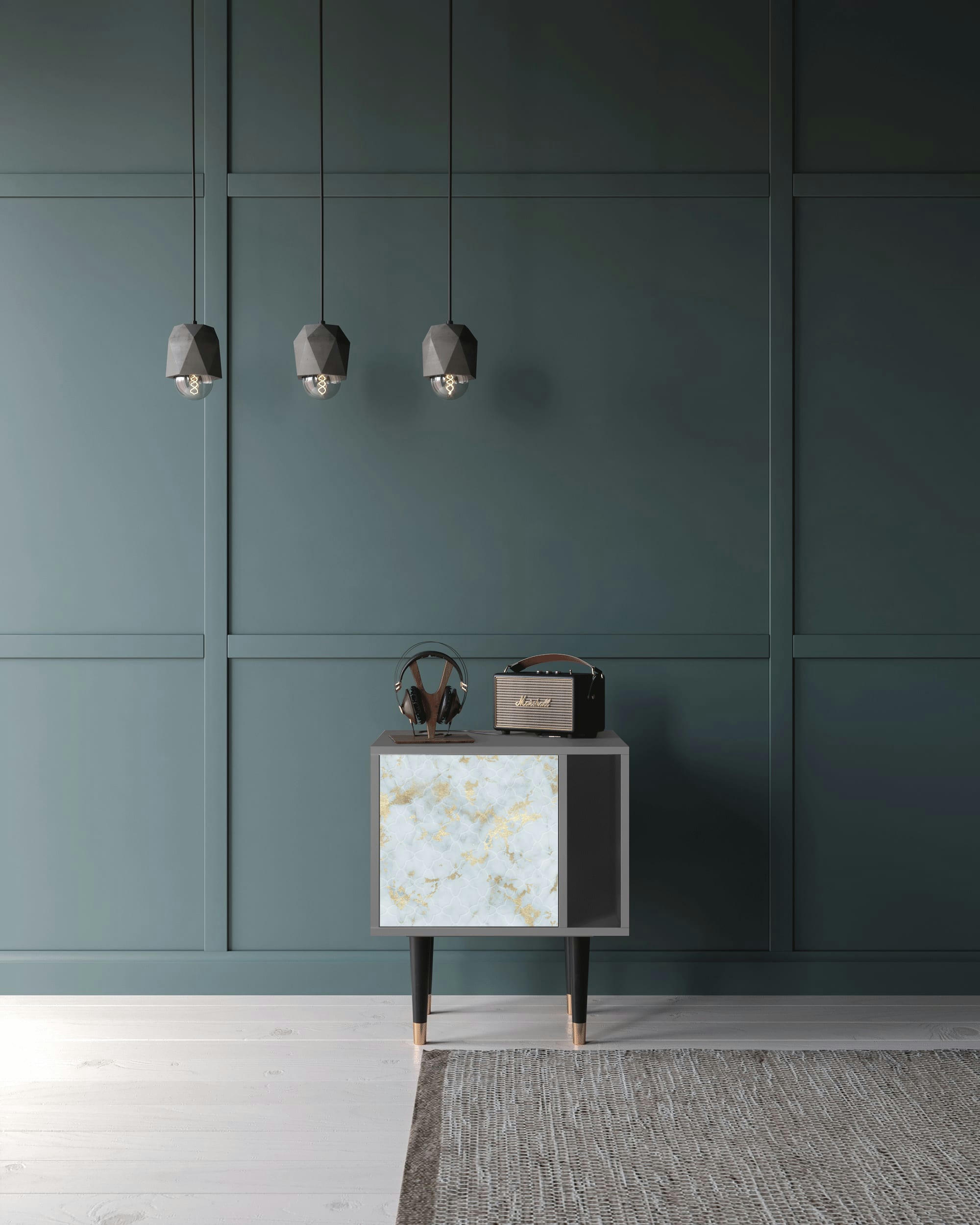 GOLDEN WAVES - Table de chevet blanc clair 1 porte L 58 cm