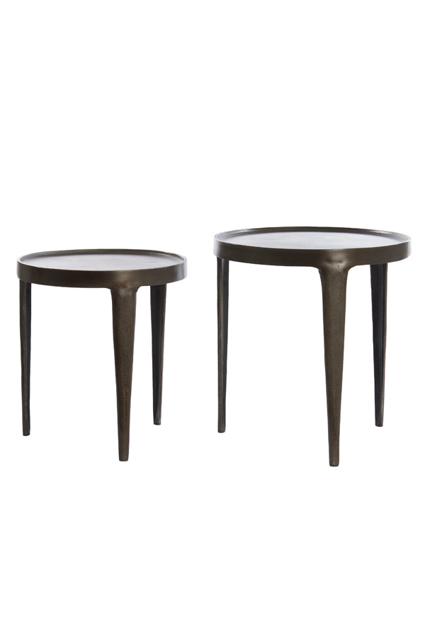 Light & Living bijzettafel TOBIAS - Ø43x45.5cm - bruin - Set van 2