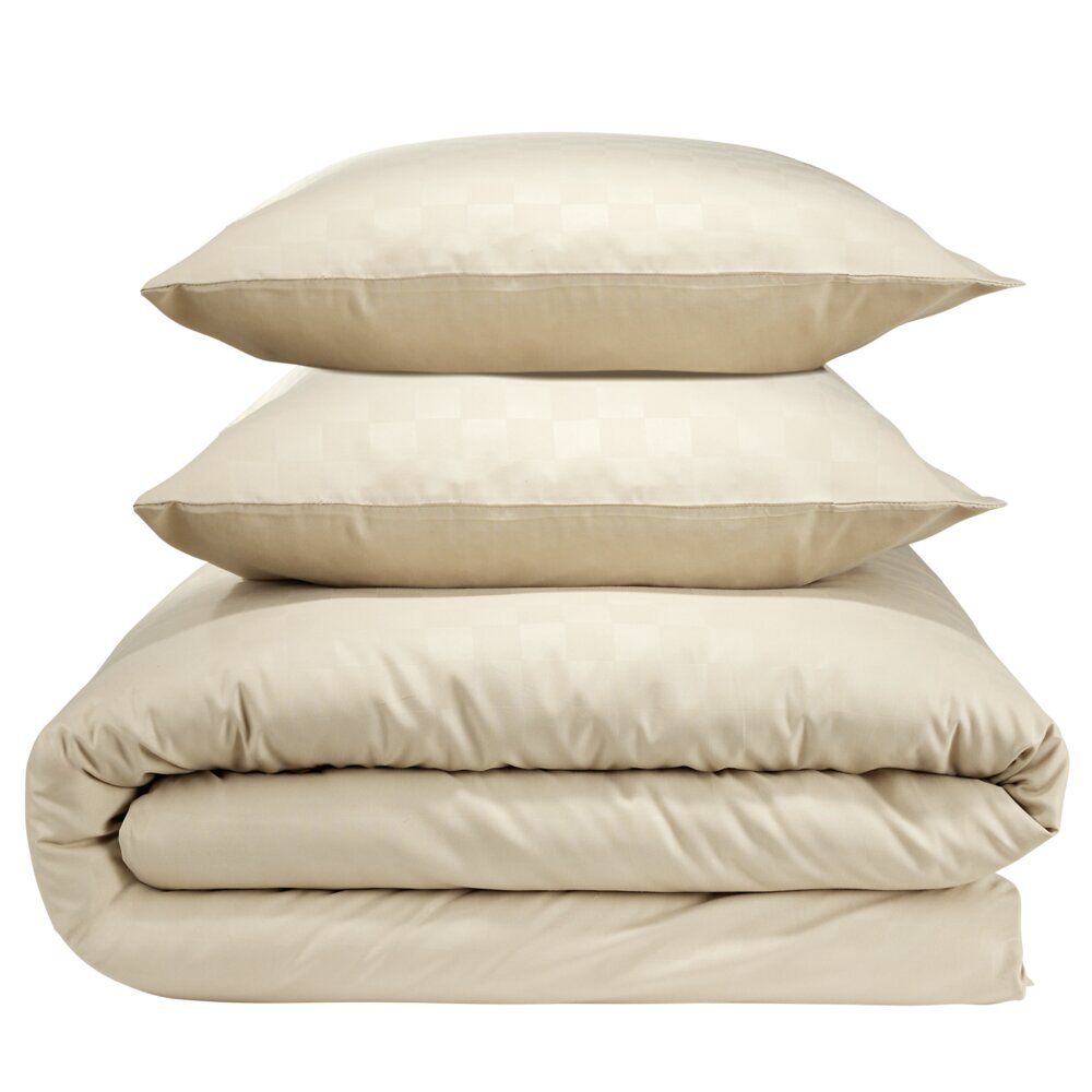 Parure de lit 2 personnes 220x240cm 2 taies 63x63cm polyester damier (2 modèles)