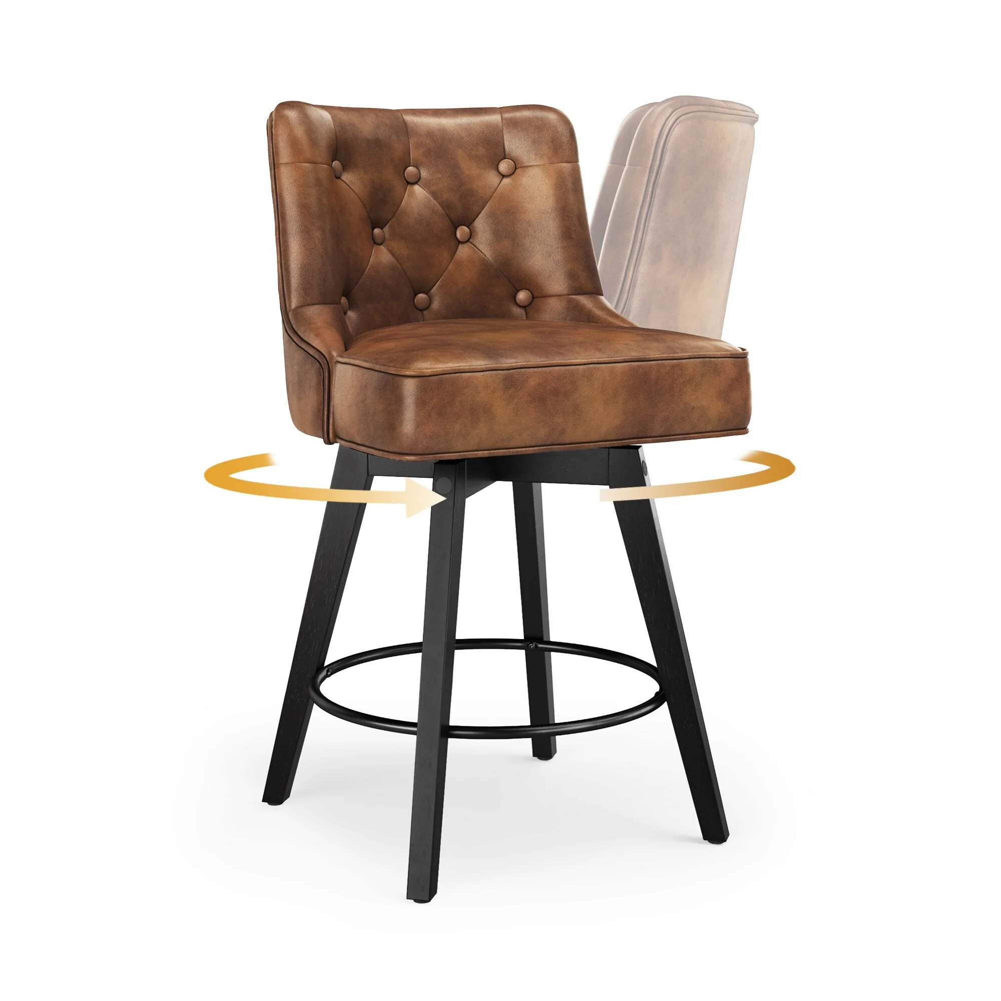 Modern 26 in. Counter Height Barstool Upholstered Fabric/Faux Leather Swivel Bar Stools with Back