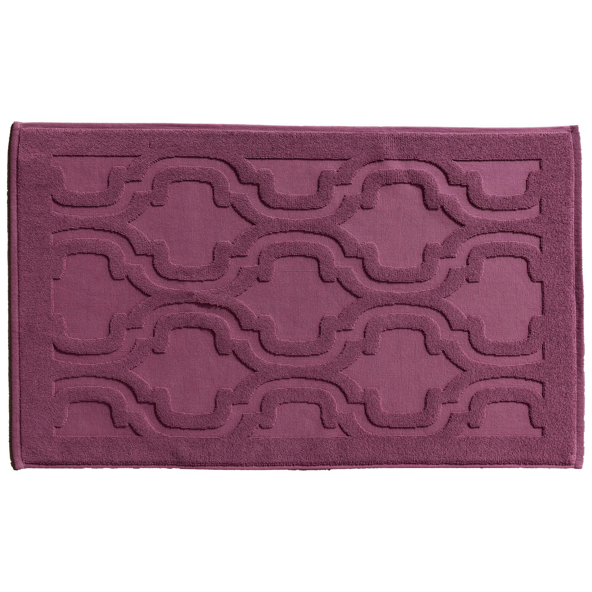 MIHRAB - Tapis de bain 50x80 violet aubergine en coton 940 g/m²
