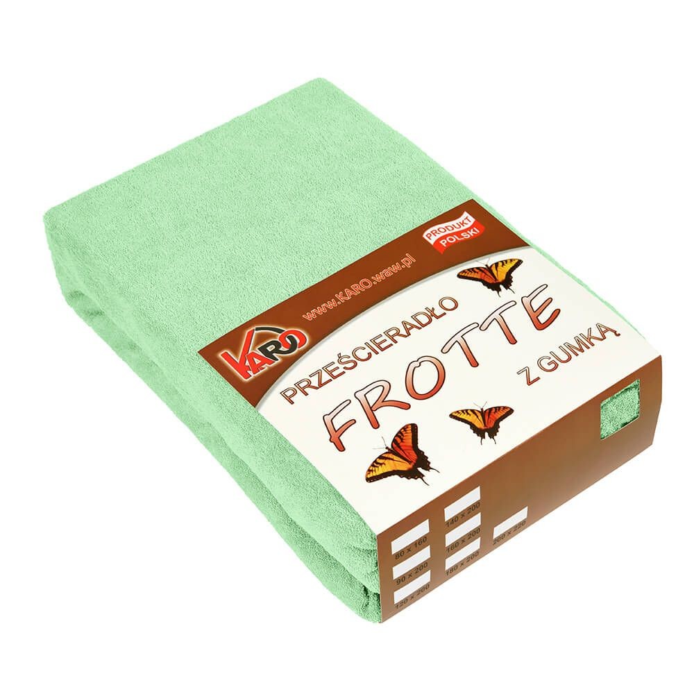 Prześcieradło frotte z gumką 120x200 seledynowe 012 KARO