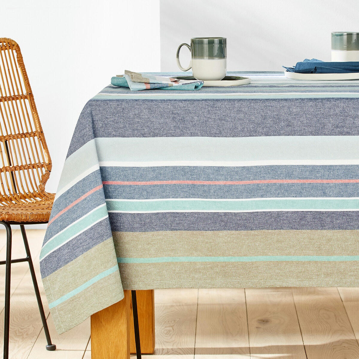 Nappe rayures coton bio tissé-teint, Antika