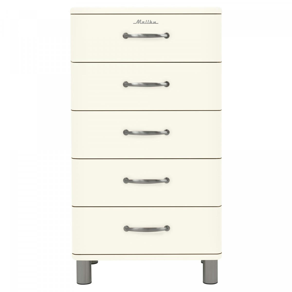 MALIBU - Commode 5 tiroirs style rétro beige