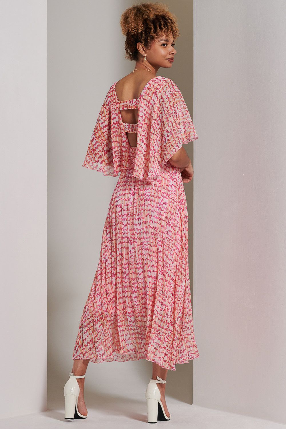 Jolie Moi Kyra Pleated Chiffon Maxi Dress