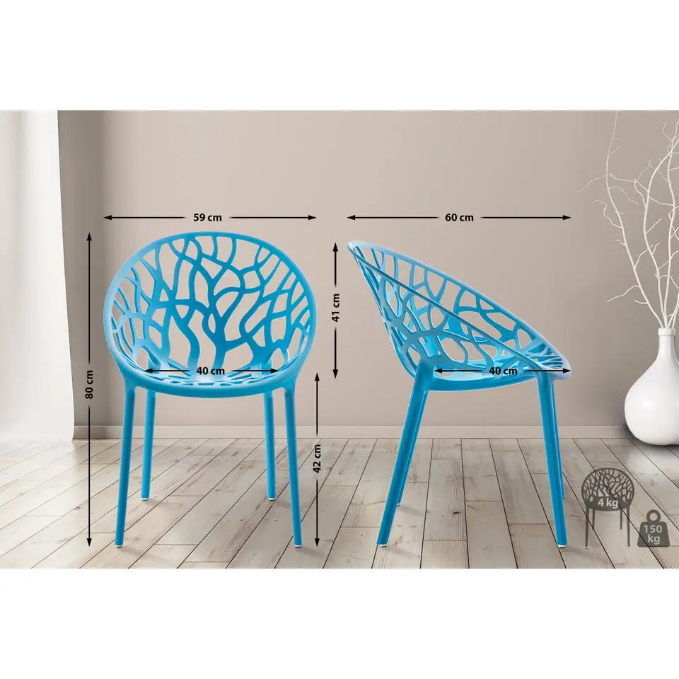 CLP Set van 2 Tuinstoel Hope Kunststof - blauw