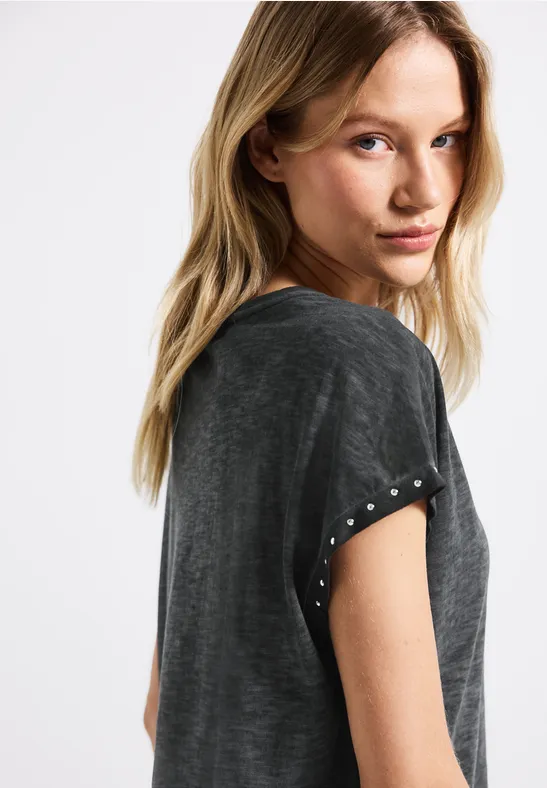 Washed Look Nieten T-Shirt