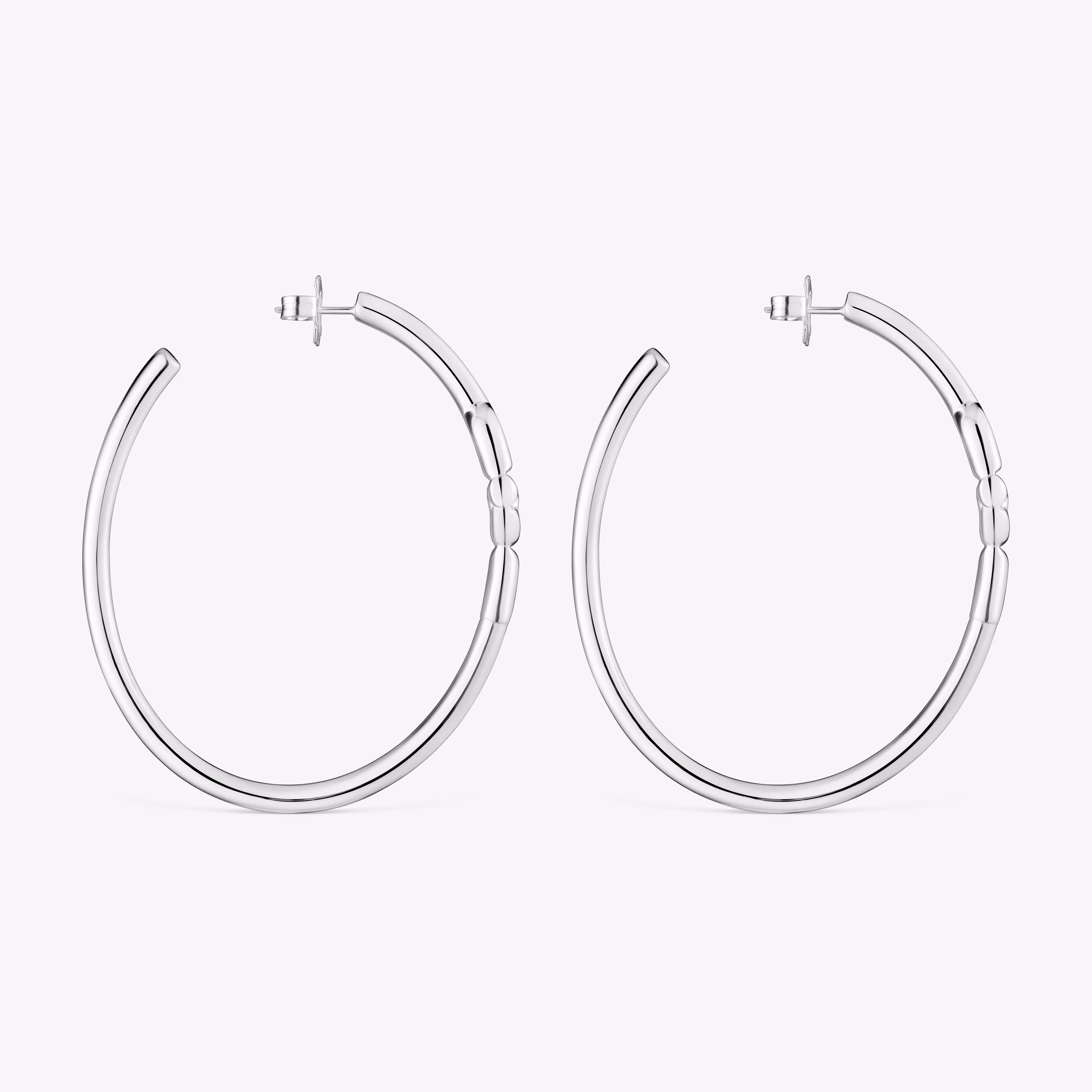 Pendientes de aro extra largos de plata y motivo TOUS MANIFESTO