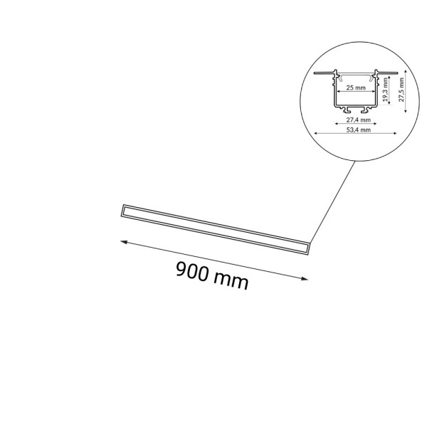 Oprawa wpuszczana HANAWA liniowa czarna LED 9W 3000K 1099lm IP20 Shilo