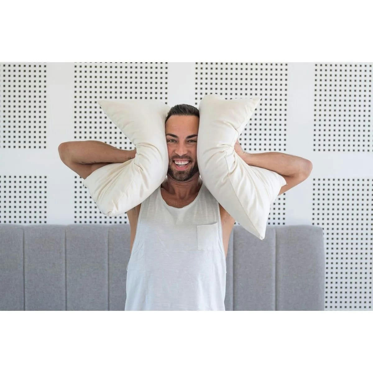 HANA - Oreiller naturel plat coton bio - Latex / Laine vierge-60 x 40 cm