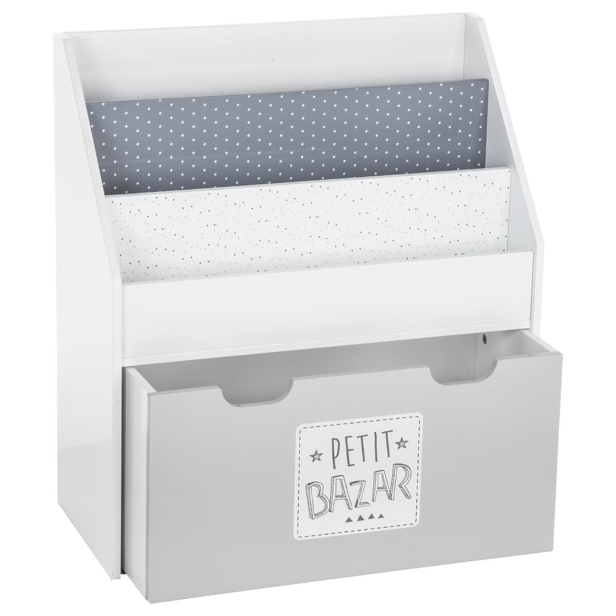 Kids bookcase on wheels Grey, H.70 cm