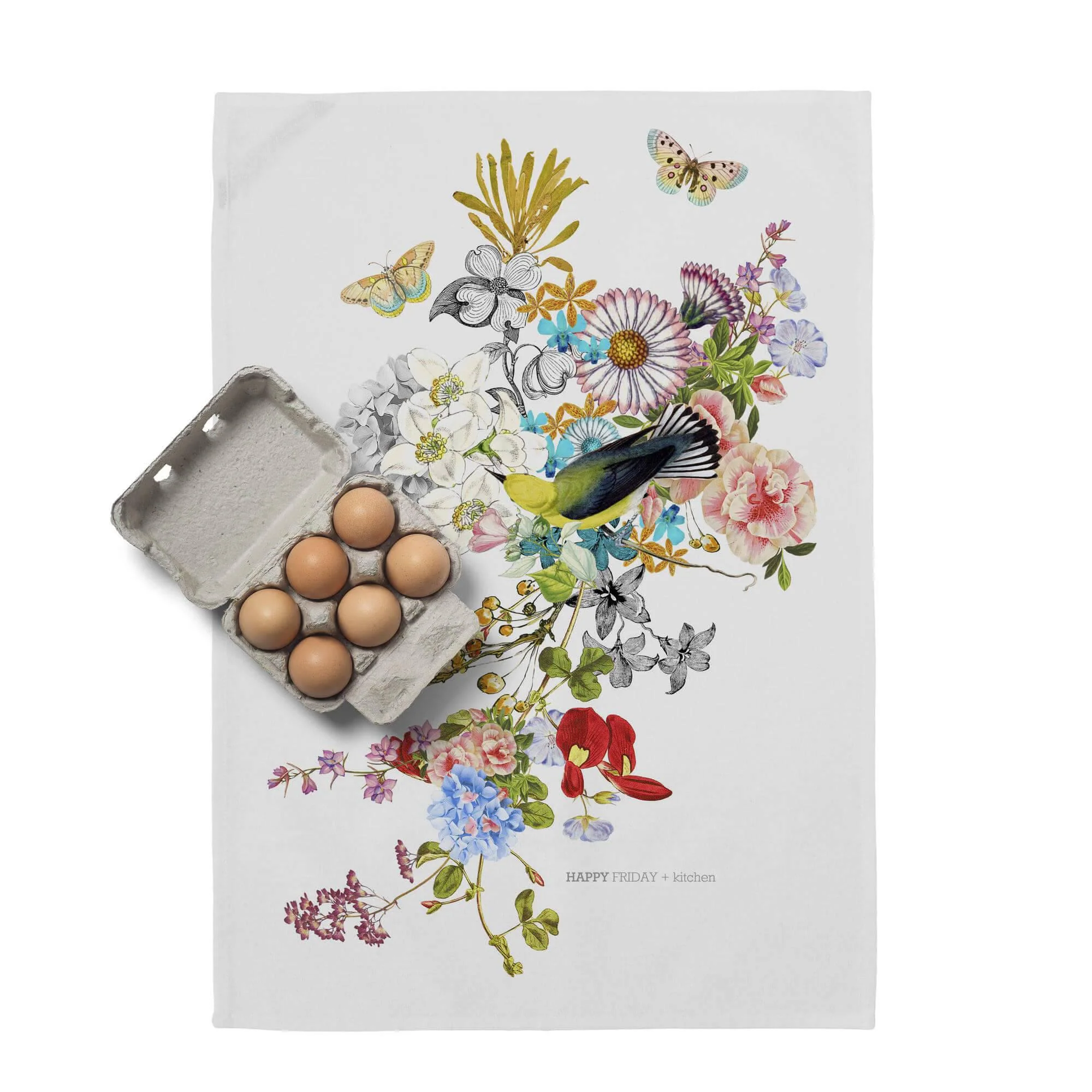 Set van 2 theedoeken Floral branch