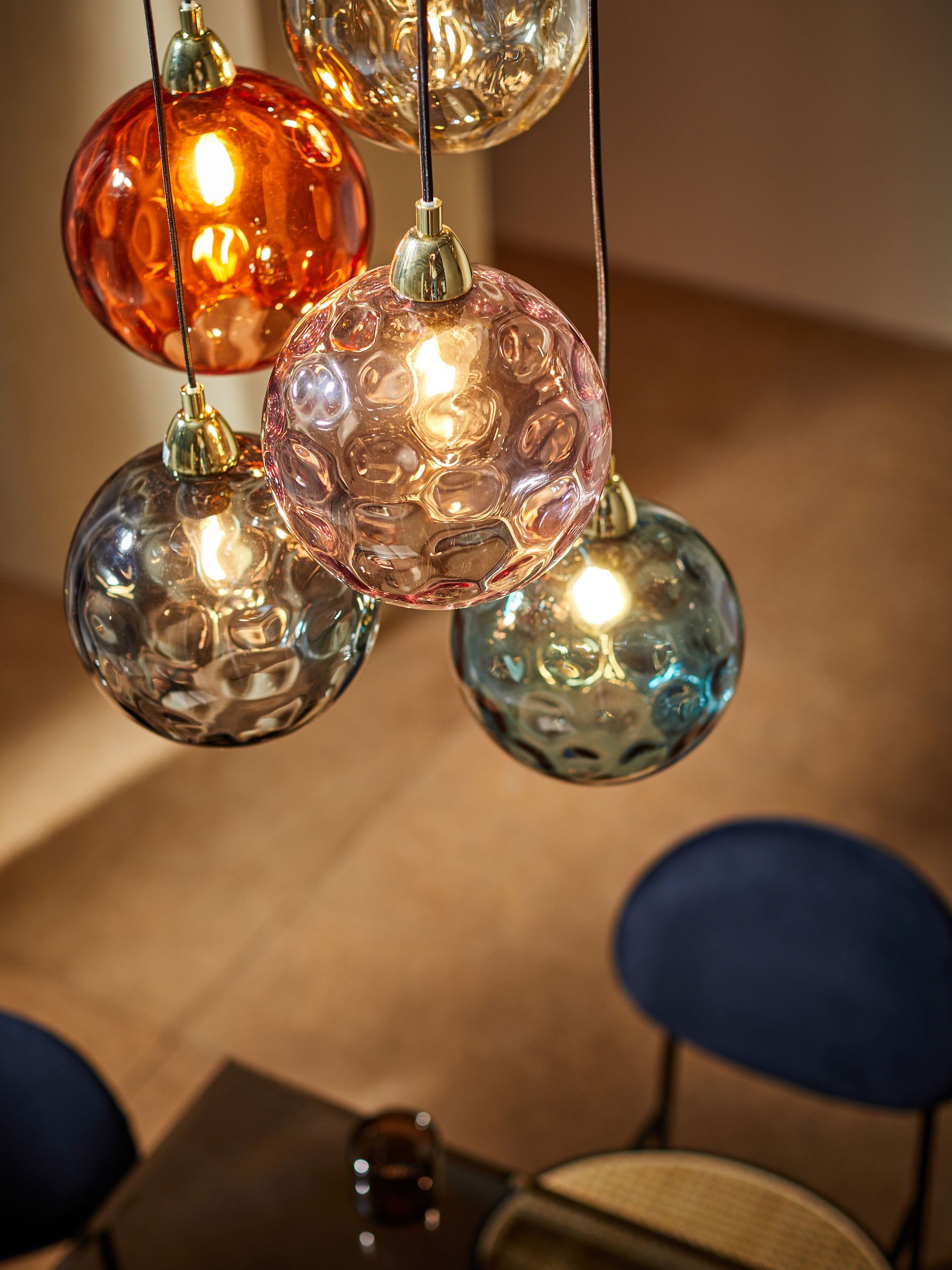 Ilaria 5 Light Cluster Pendant Ceiling Light in Red Multi