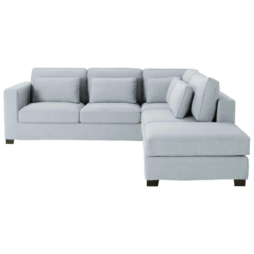 Milano - Canapé d'angle 5 places bleu glacier