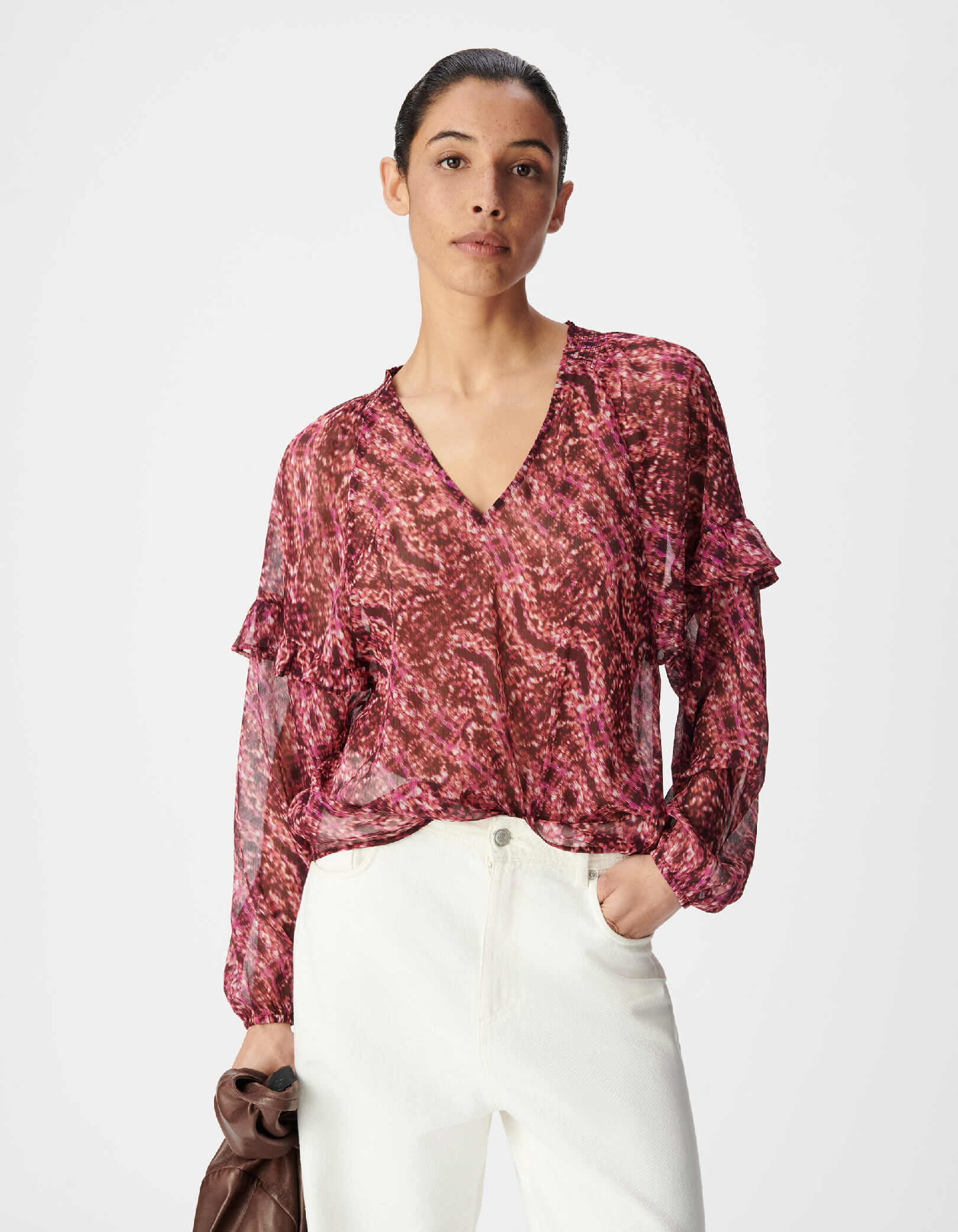 Blouse rose imprimé animalier Femme