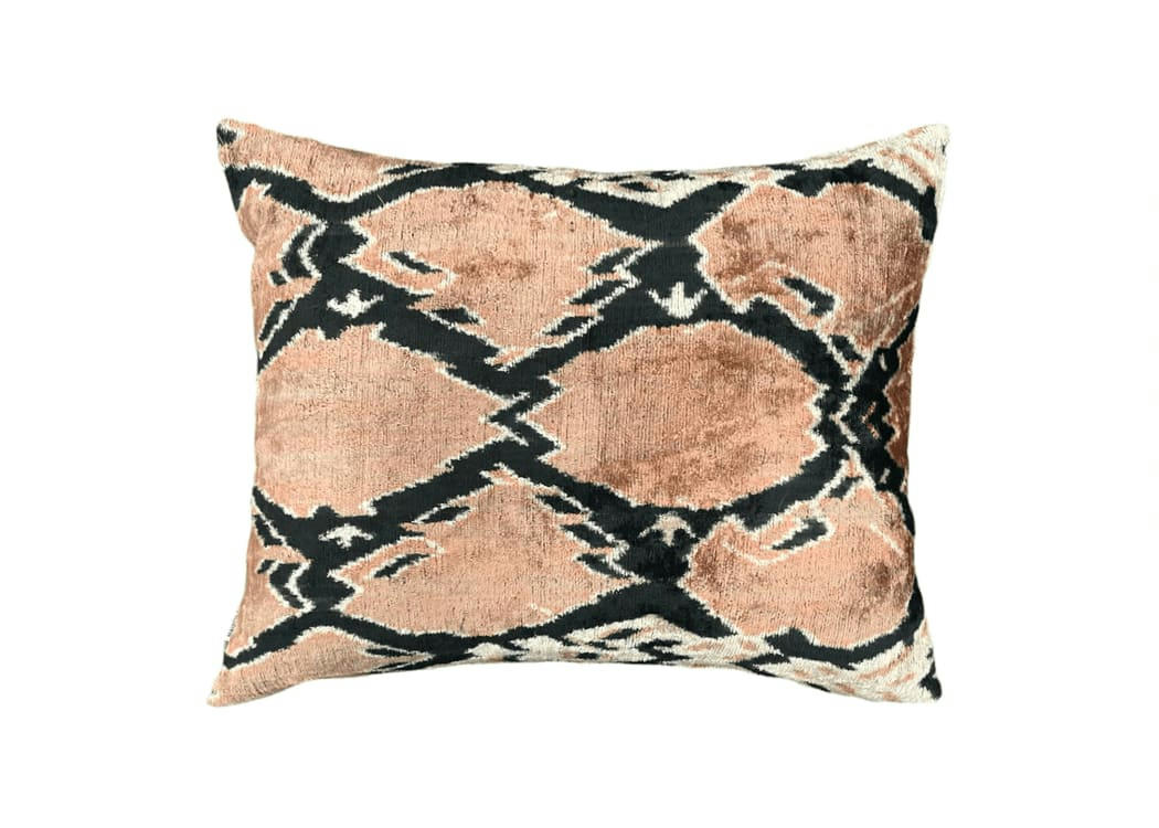 - Housse de coussin velours et soie ikat  40x50 multicouleur