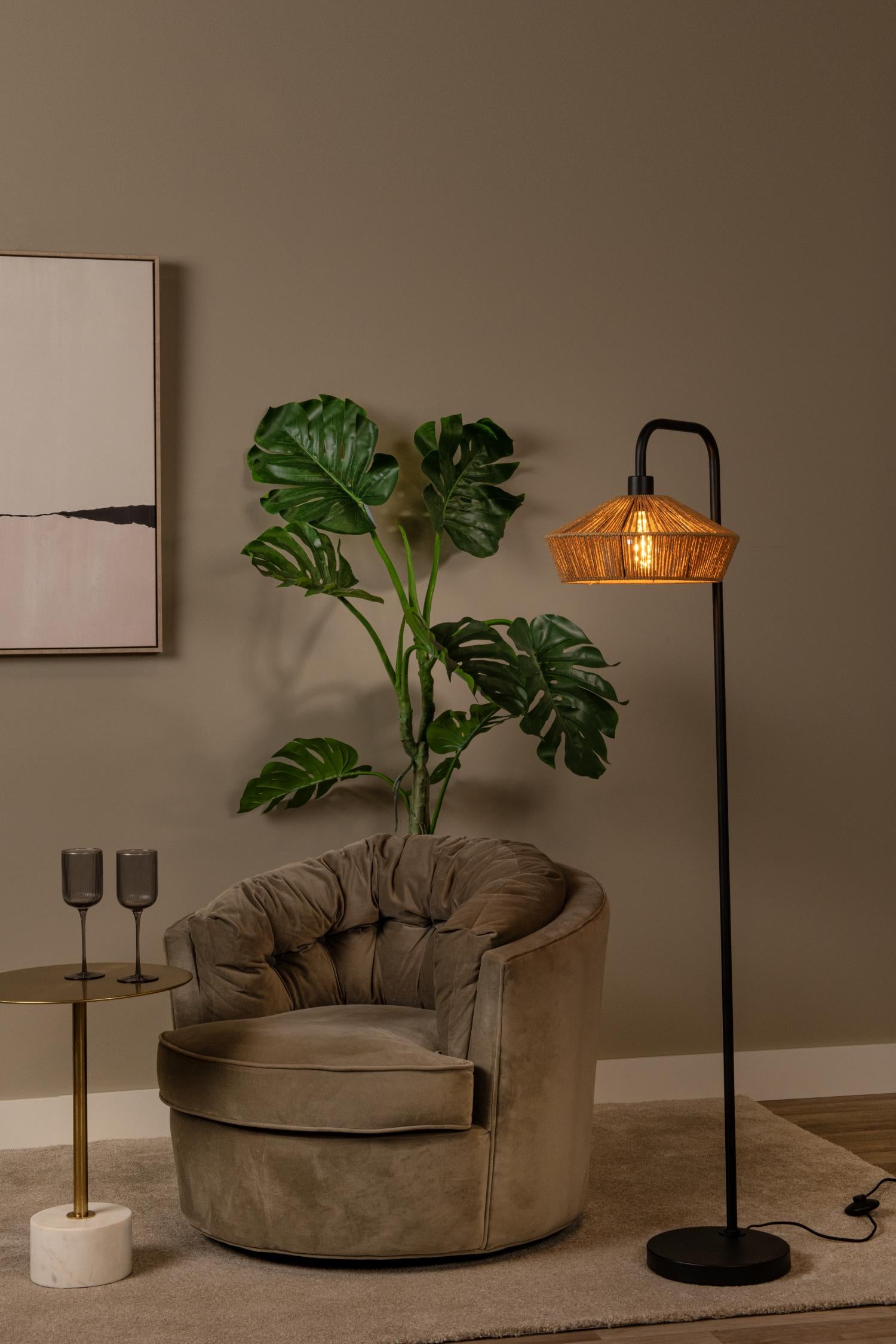 Lucide vloerlamp YUNKAI - 1xE27 - Naturel