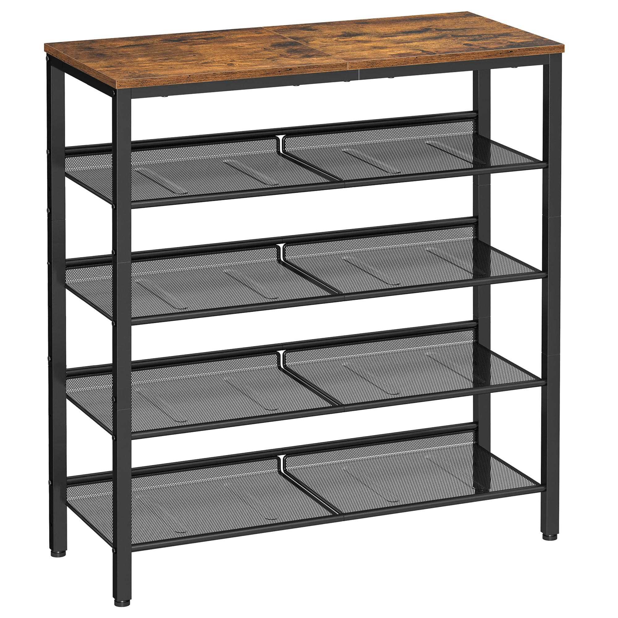 - Étagère chaussure 5 niveaux en métal marron rustique et noir