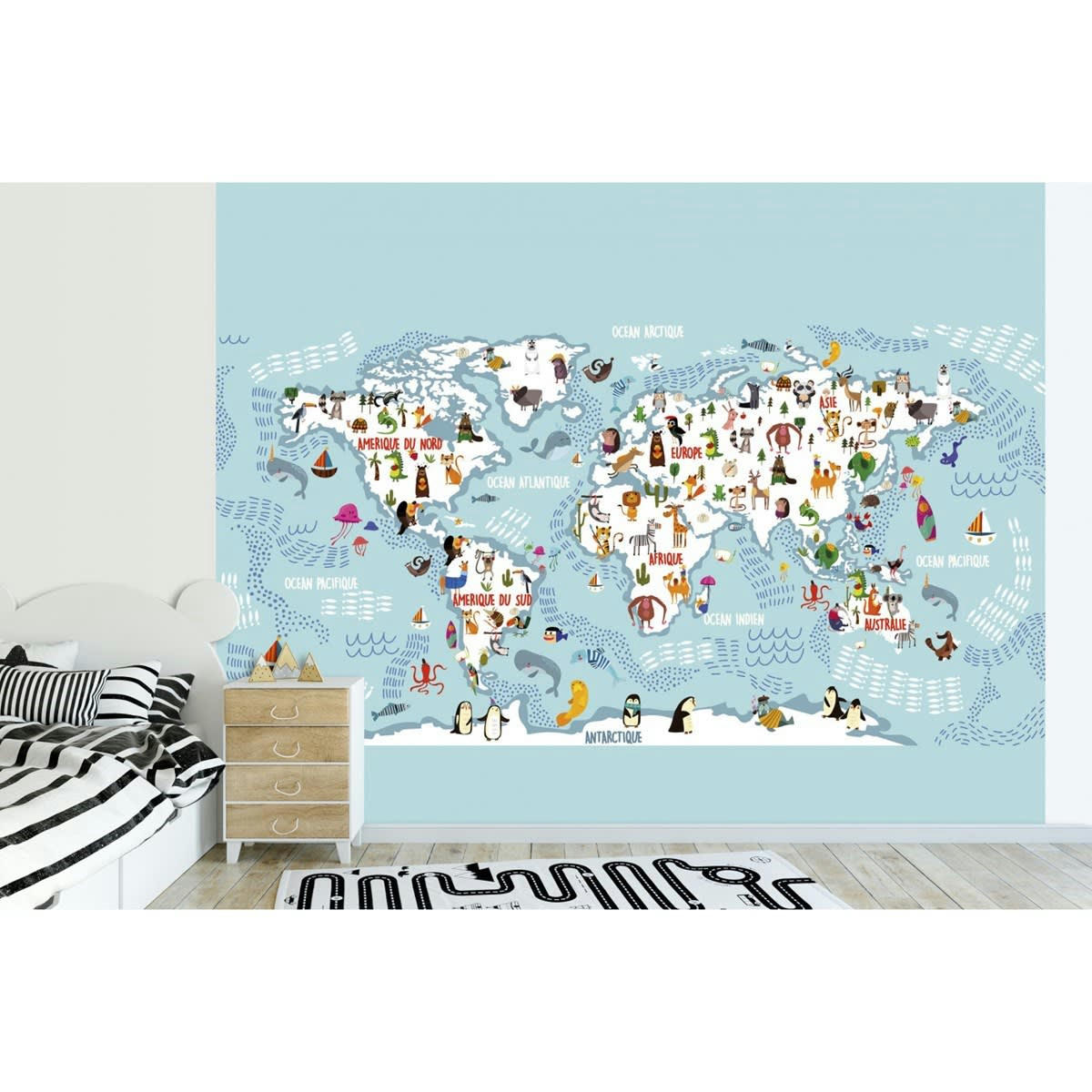 WONDERFUL PLANET - Papier peint panoramique en papier bleu clair 336x270