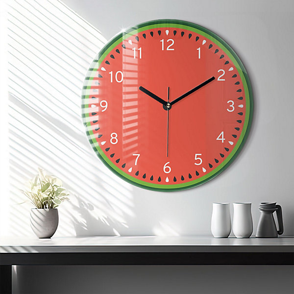 Horloge murale Wallfluent fi60 cm Aiguilles noires Pastèque sucrée 1 pcs