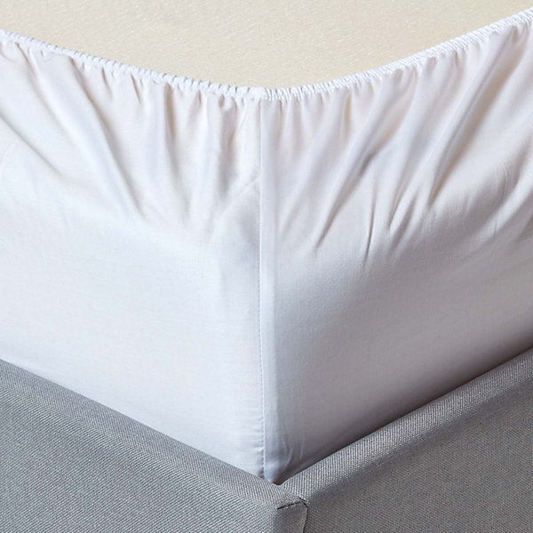 Drap-housse spécial matelas épais 180 x 200 cm coton égyptien bio 400 fils blanc - HOMESCAPES