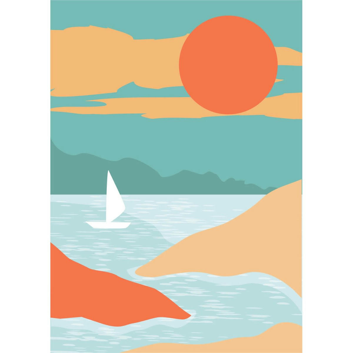 ILLUSTRATION - Tableau sur toile illustration soleil 45x65 cm