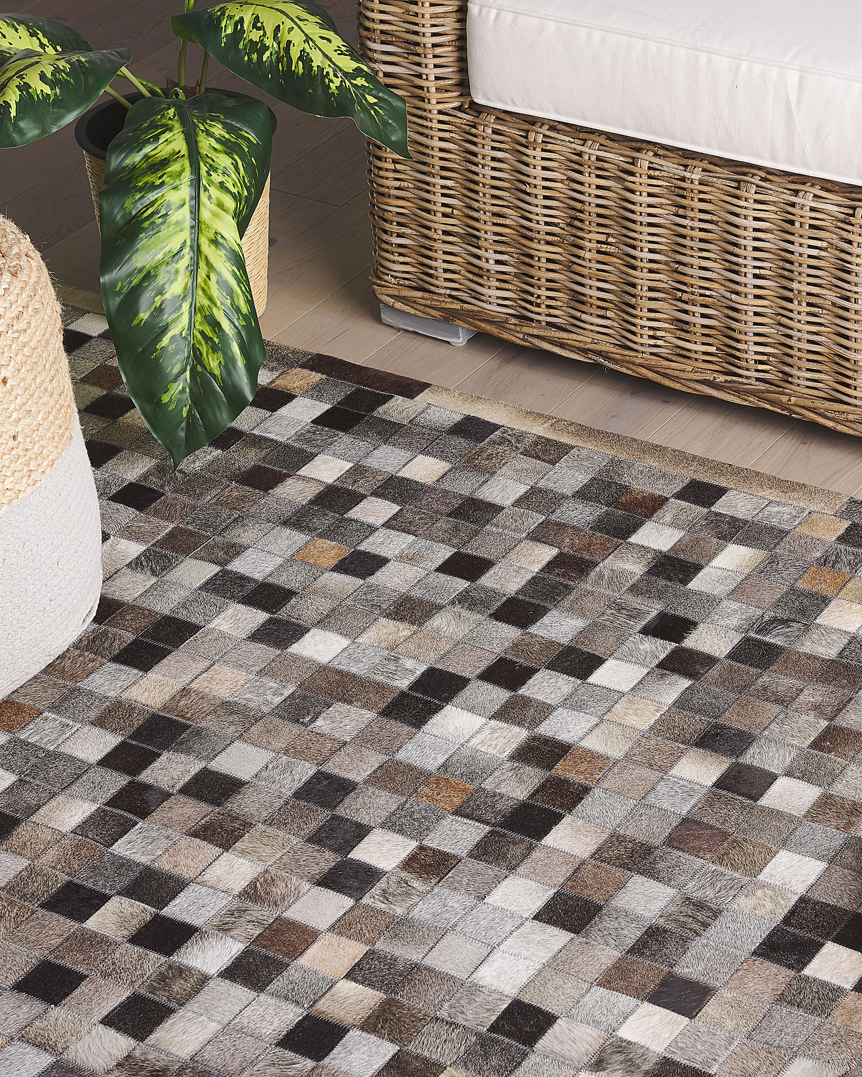 Rug ARMUTLU Grey 160 x 230 cm Leather
