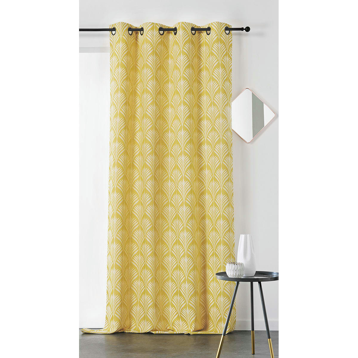- Rideau esprit art nouveau coton jaune 140x240 cm