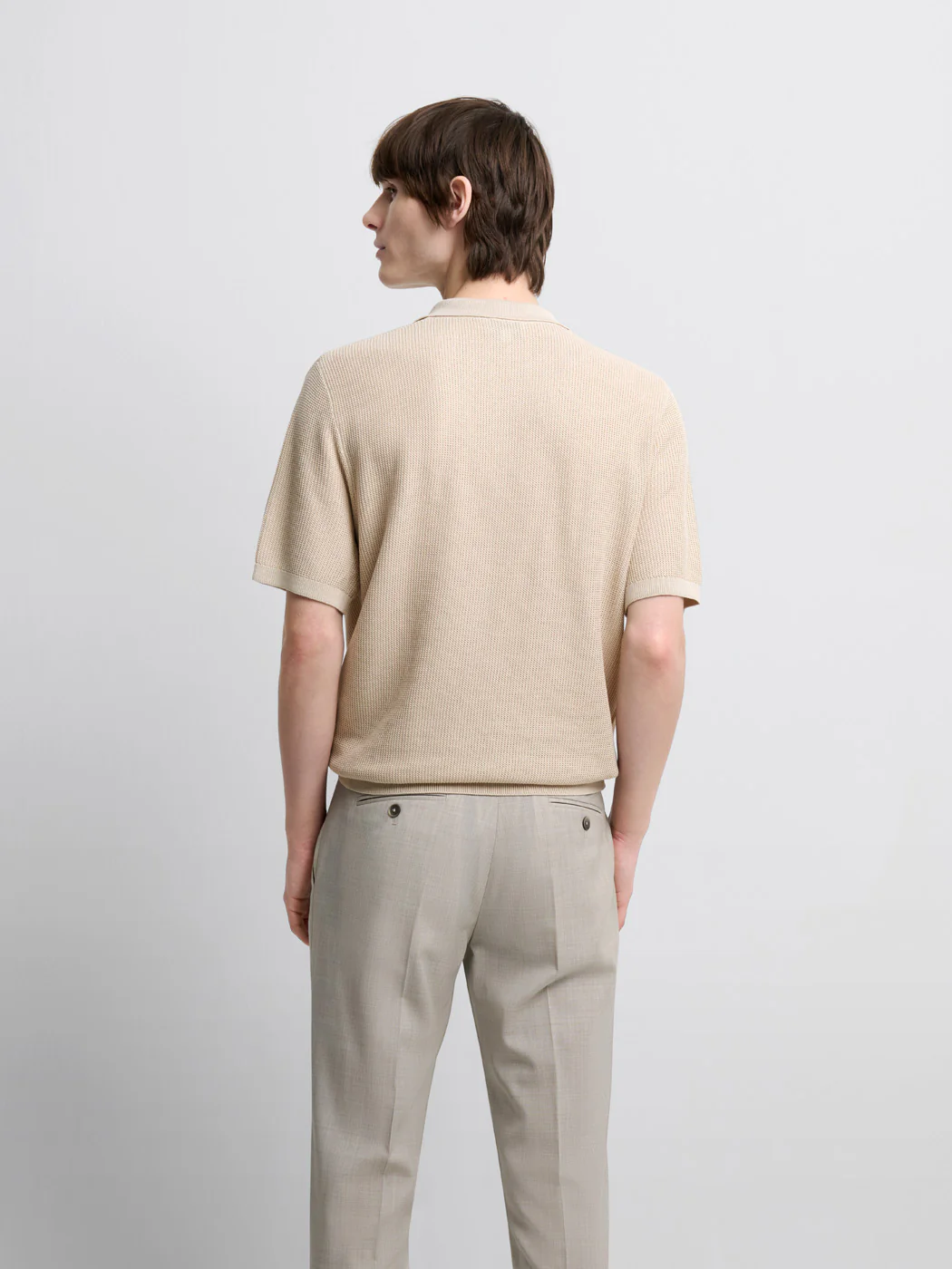 Polo maille col ouvert en coton bio